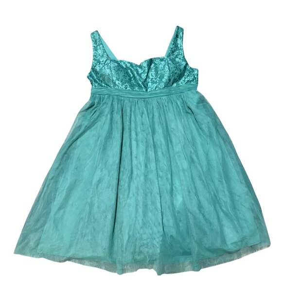 WOMENS PLUS SIZE 4X PARTY TUTU LACE MIDI DRESS LINED STRETCH GREEN COLOR - Picture 1 of 11